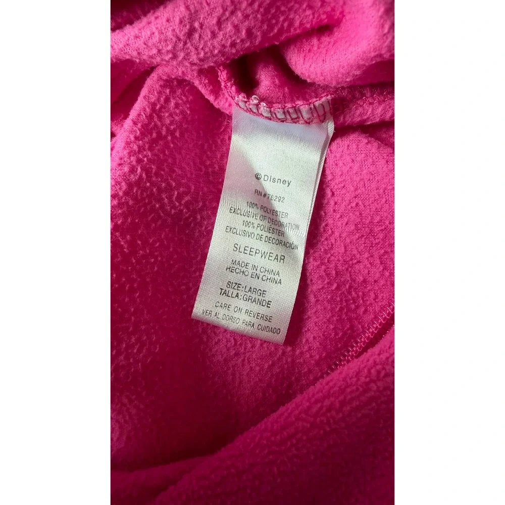 Disney Minnie Mouse Pink Fleece Hooded One Piece Pajamas Union Suit Leopard L - Picture 6 of 9
